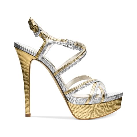 michael kors silver platform sandals|michael kors mackenzie platform sandals.